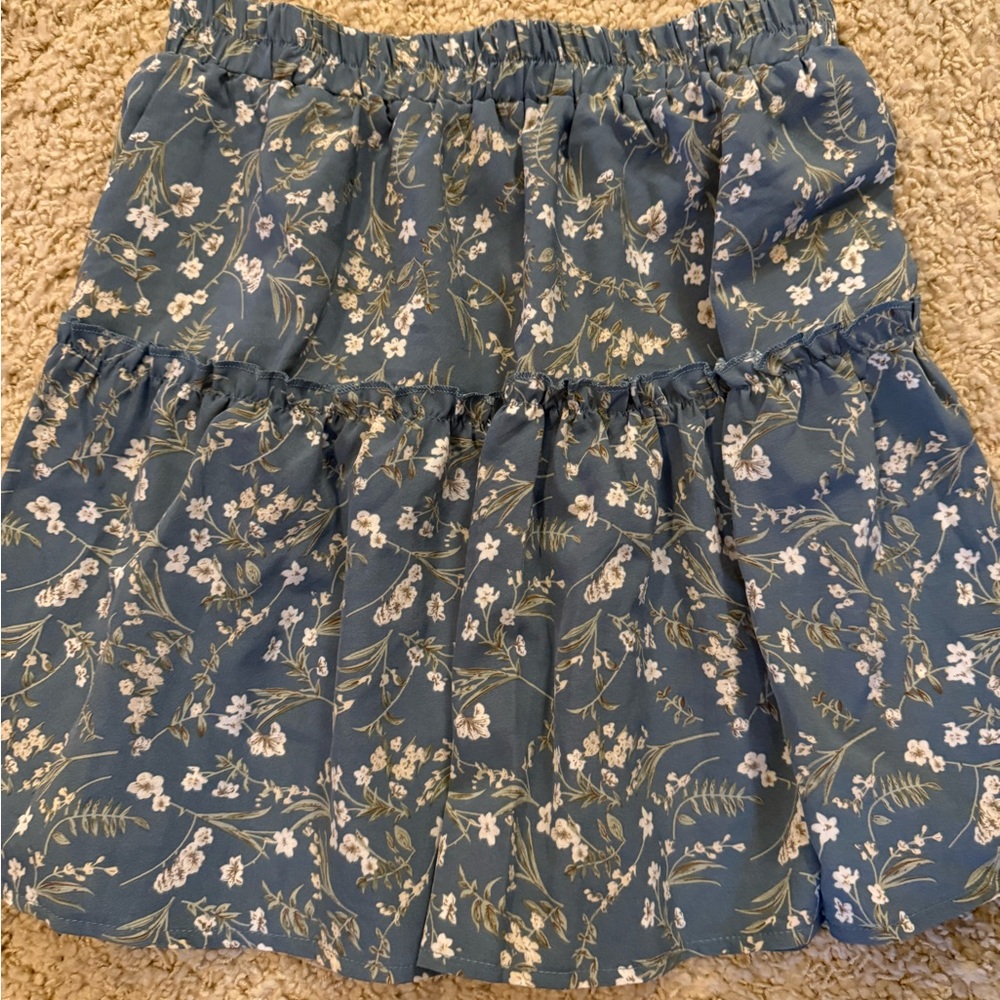 SHEIN Blue Floral A-Line Skirt
